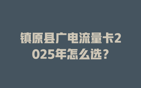 镇原县广电流量卡2025年怎么选？