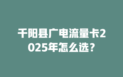 千阳县广电流量卡2025年怎么选？