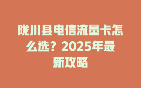 陇川县电信流量卡怎么选？2025年最新攻略