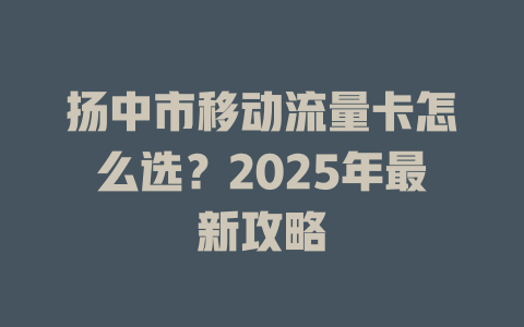 扬中市移动流量卡怎么选？2025年最新攻略