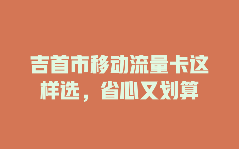 吉首市移动流量卡这样选，省心又划算