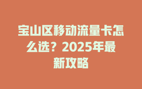 宝山区移动流量卡怎么选？2025年最新攻略