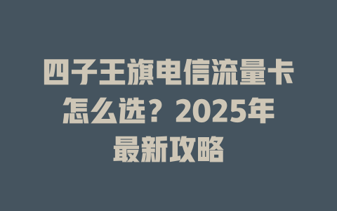 四子王旗电信流量卡怎么选？2025年最新攻略