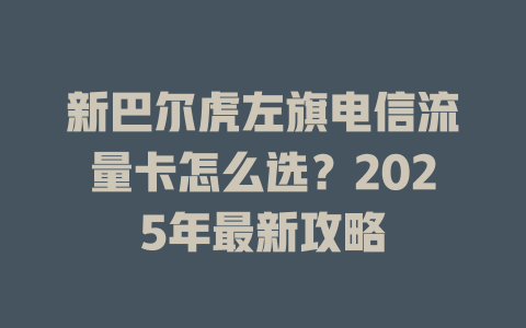 新巴尔虎左旗电信流量卡怎么选？2025年最新攻略