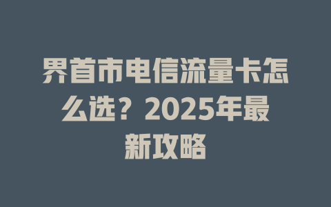界首市电信流量卡怎么选？2025年最新攻略