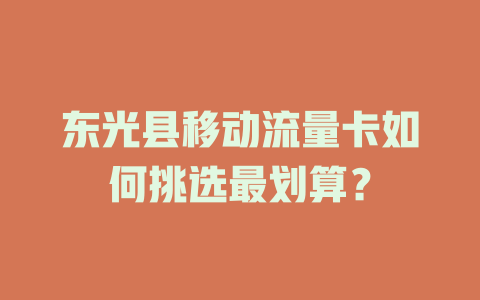 东光县移动流量卡如何挑选最划算？
