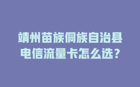 靖州苗族侗族自治县电信流量卡怎么选？
