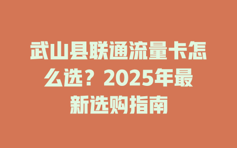 武山县联通流量卡怎么选？2025年最新选购指南