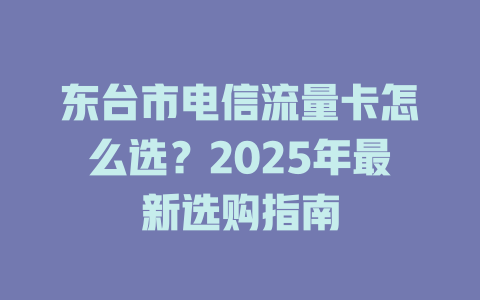 东台市电信流量卡怎么选？2025年最新选购指南