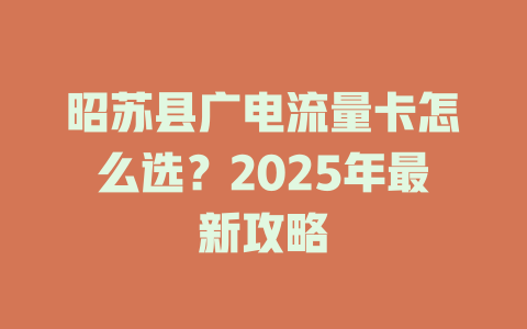 昭苏县广电流量卡怎么选？2025年最新攻略