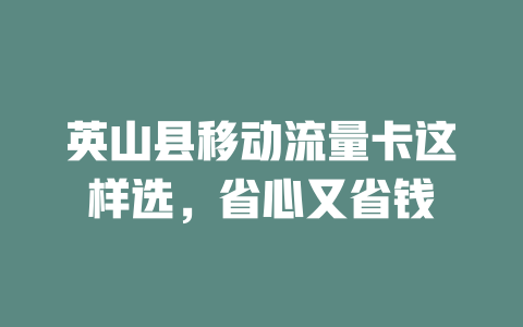 英山县移动流量卡这样选，省心又省钱