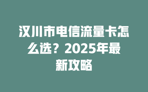 汉川市电信流量卡怎么选？2025年最新攻略