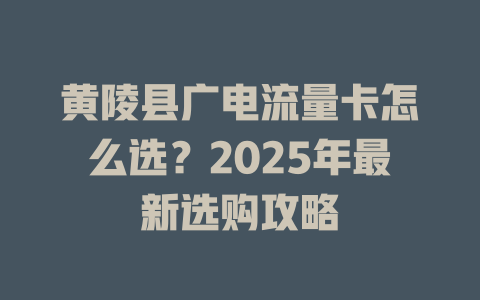 黄陵县广电流量卡怎么选？2025年最新选购攻略