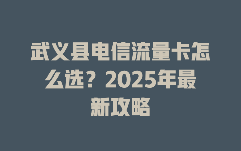 武义县电信流量卡怎么选？2025年最新攻略