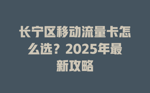长宁区移动流量卡怎么选？2025年最新攻略