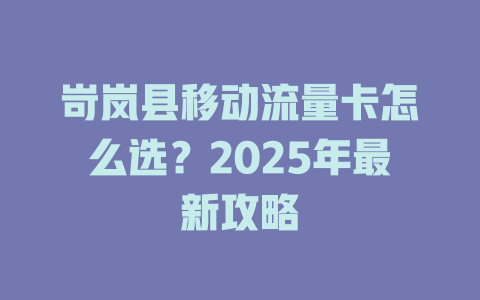 岢岚县移动流量卡怎么选？2025年最新攻略