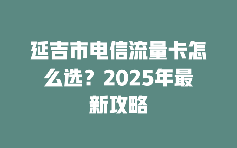 延吉市电信流量卡怎么选？2025年最新攻略
