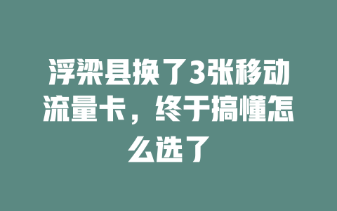 浮梁县换了3张移动流量卡，终于搞懂怎么选了