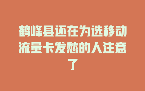 鹤峰县还在为选移动流量卡发愁的人注意了