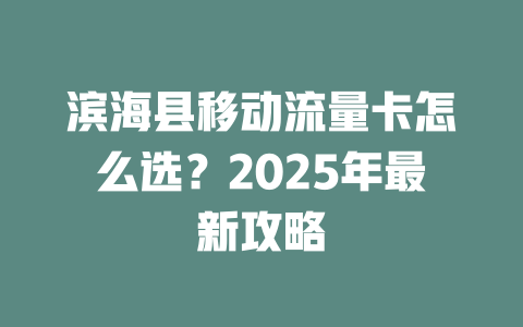 滨海县移动流量卡怎么选？2025年最新攻略