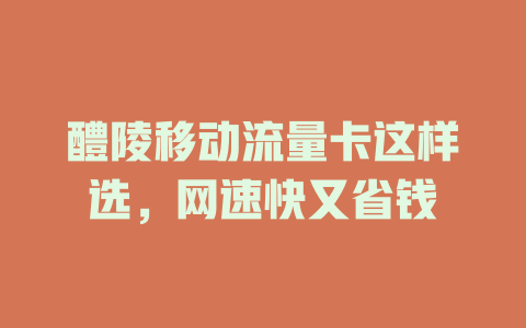 醴陵移动流量卡这样选，网速快又省钱