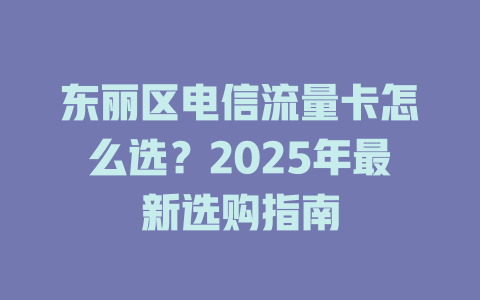 东丽区电信流量卡怎么选？2025年最新选购指南