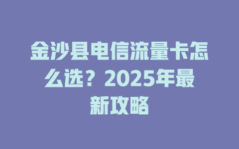 金沙县电信流量卡怎么选？2025年最新攻略