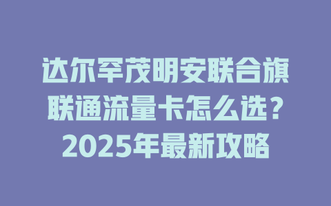达尔罕茂明安联合旗联通流量卡怎么选？2025年最新攻略
