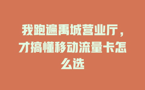 我跑遍禹城营业厅，才搞懂移动流量卡怎么选