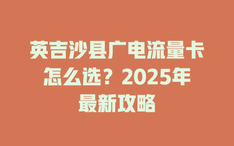 英吉沙县广电流量卡怎么选？2025年最新攻略