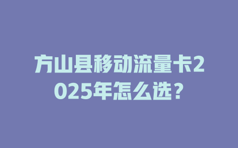 方山县移动流量卡2025年怎么选？