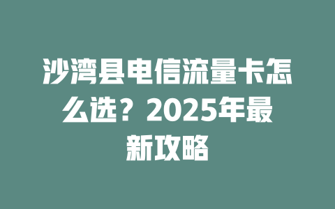 沙湾县电信流量卡怎么选？2025年最新攻略