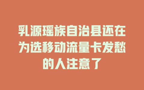 乳源瑶族自治县还在为选移动流量卡发愁的人注意了