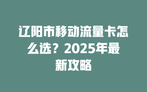 辽阳市移动流量卡怎么选？2025年最新攻略