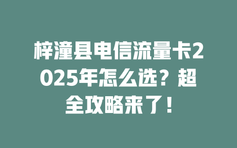 梓潼县电信流量卡2025年怎么选？超全攻略来了！
