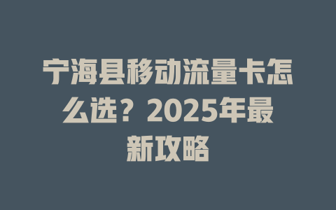宁海县移动流量卡怎么选？2025年最新攻略
