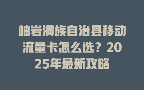 岫岩满族自治县移动流量卡怎么选？2025年最新攻略