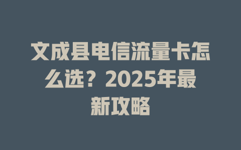 文成县电信流量卡怎么选？2025年最新攻略