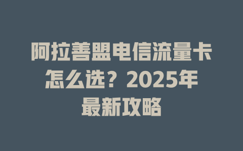 阿拉善盟电信流量卡怎么选？2025年最新攻略
