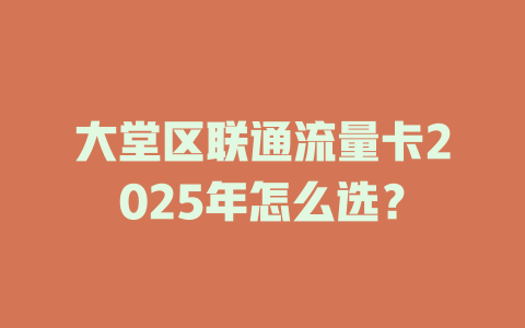大堂区联通流量卡2025年怎么选？
