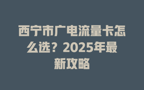 西宁市广电流量卡怎么选？2025年最新攻略