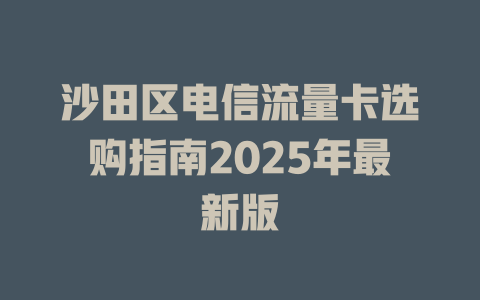 沙田区电信流量卡选购指南2025年最新版