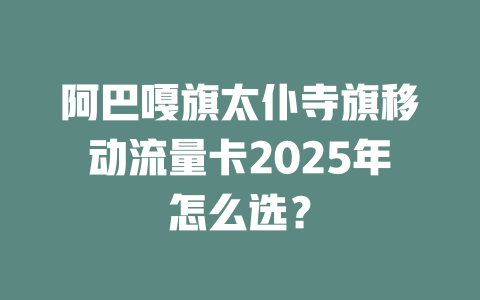 阿巴嘎旗太仆寺旗移动流量卡2025年怎么选？
