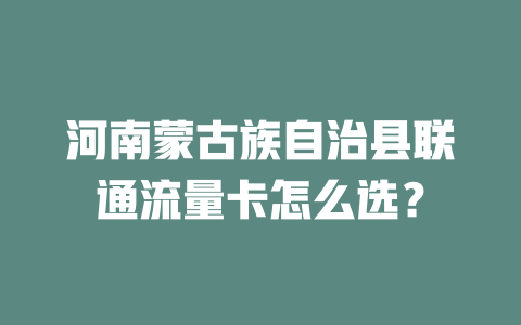 河南蒙古族自治县联通流量卡怎么选？