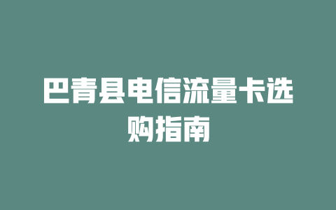 巴青县电信流量卡选购指南