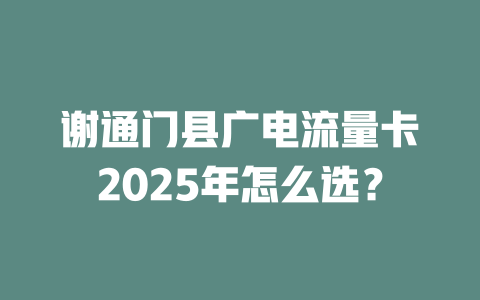 谢通门县广电流量卡2025年怎么选？