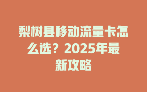 梨树县移动流量卡怎么选？2025年最新攻略