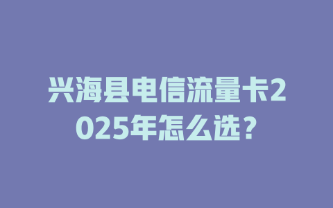 兴海县电信流量卡2025年怎么选？