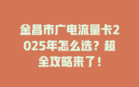 金昌市广电流量卡2025年怎么选？超全攻略来了！