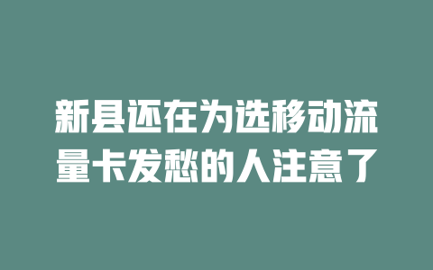 新县还在为选移动流量卡发愁的人注意了